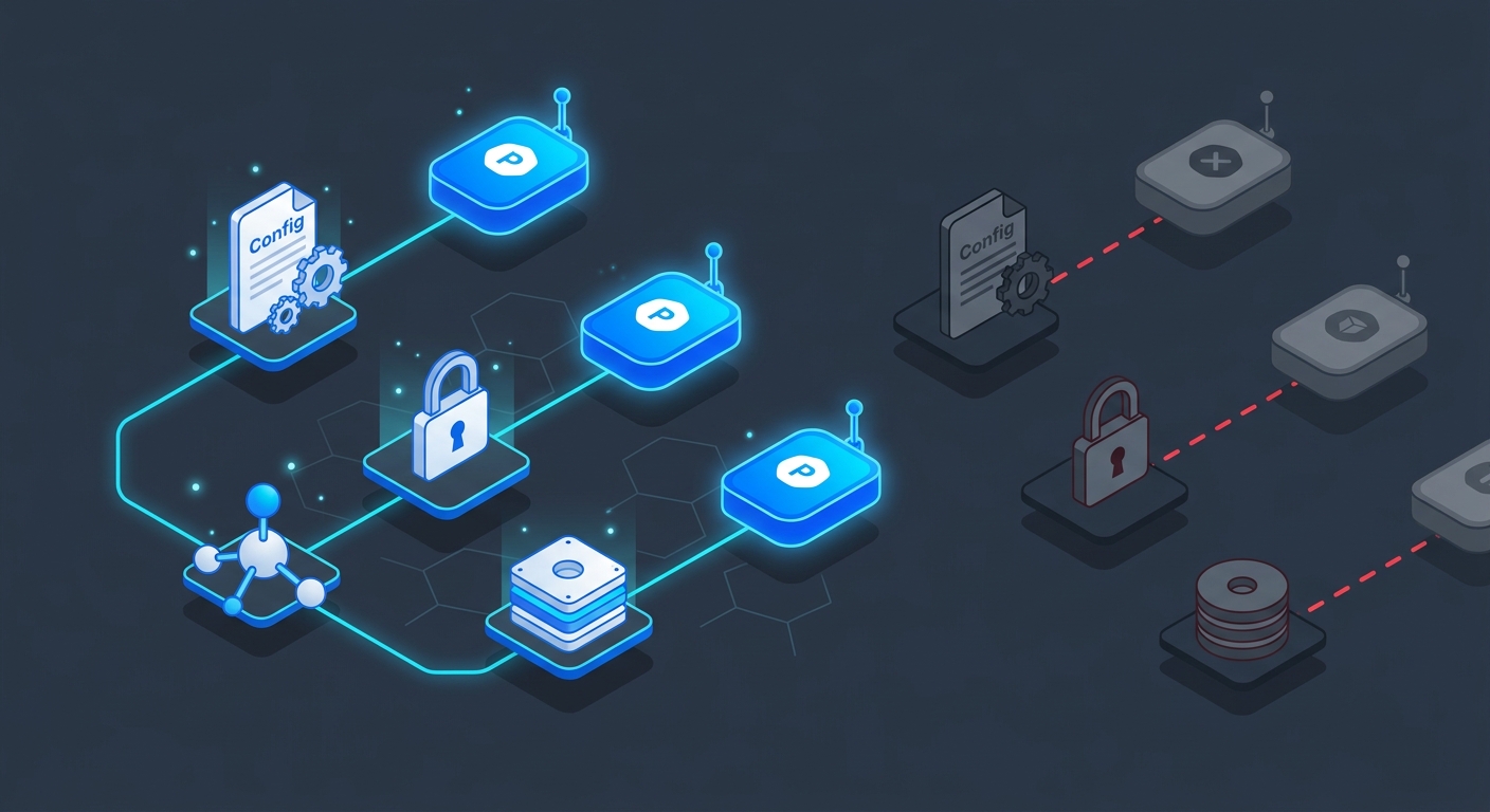 Kubernetes resources — connected and active on the left, orphaned and disconnected on the right